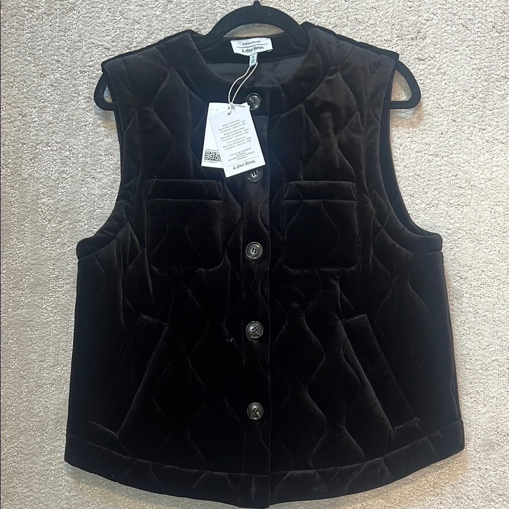 NWT & Other Stories Velvet Black Quilted Vest